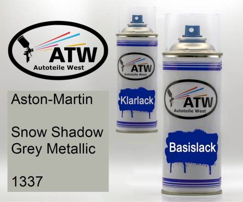 Aston-Martin, Snow Shadow Grey Metallic, 1337: 400ml Sprühdose + 400ml Klarlack - Set, von ATW Autoteile West.